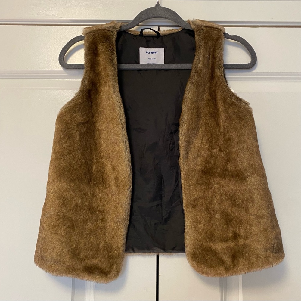 Faux-Fur Vest for Girls, Brown, Size XL